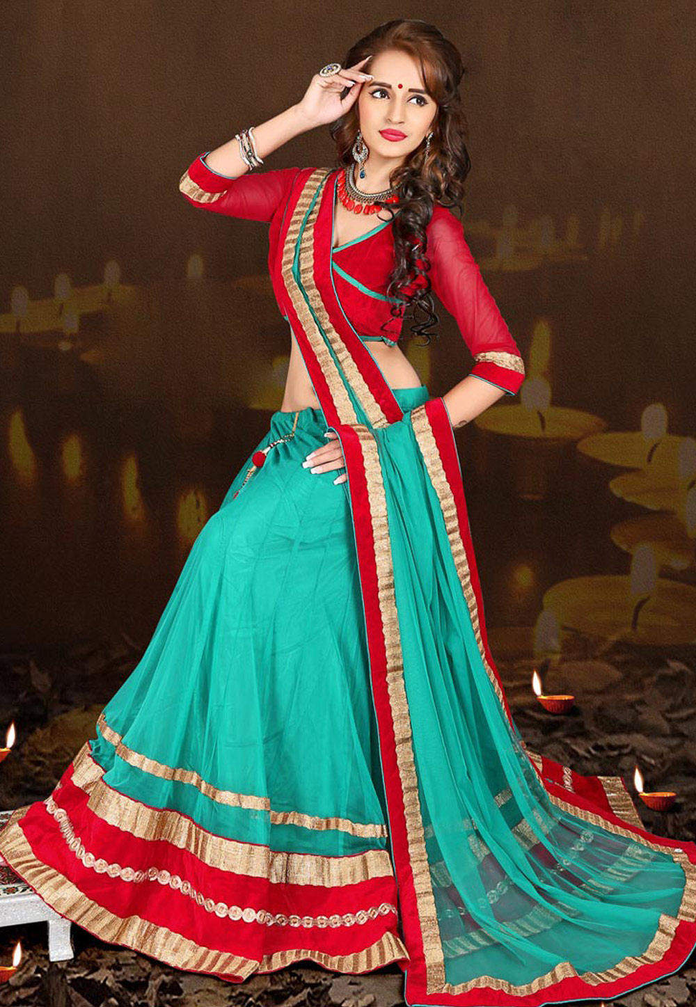 Aqua Soft Net Wedding Lehenga Choli 60572