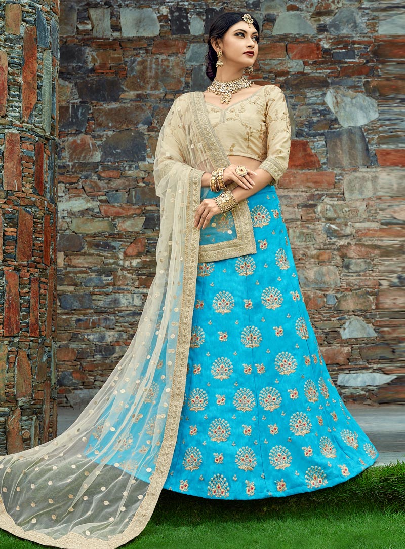 Aqua Art Silk Lehenga Choli 136731