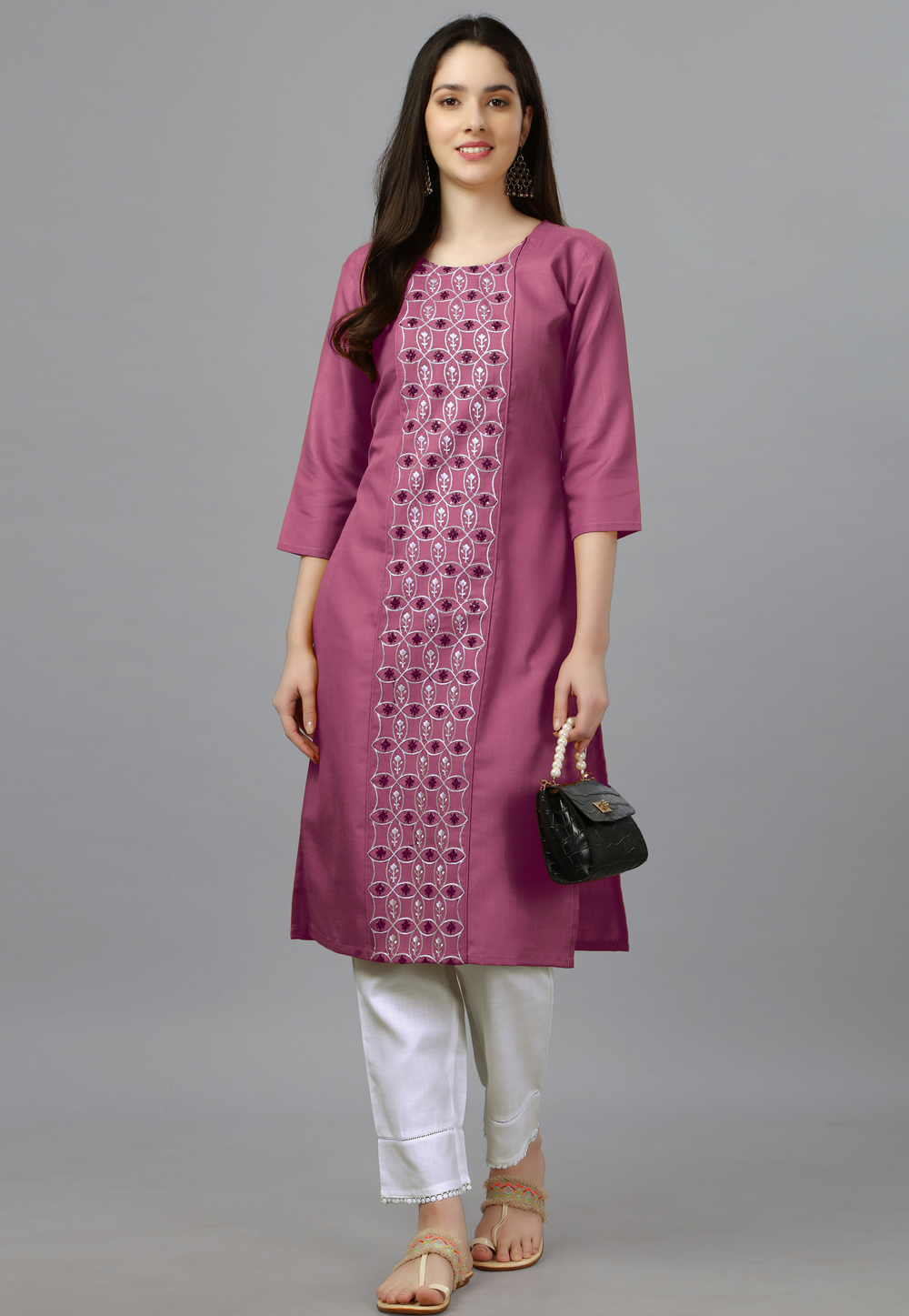Pink Cotton Kurti 268895
