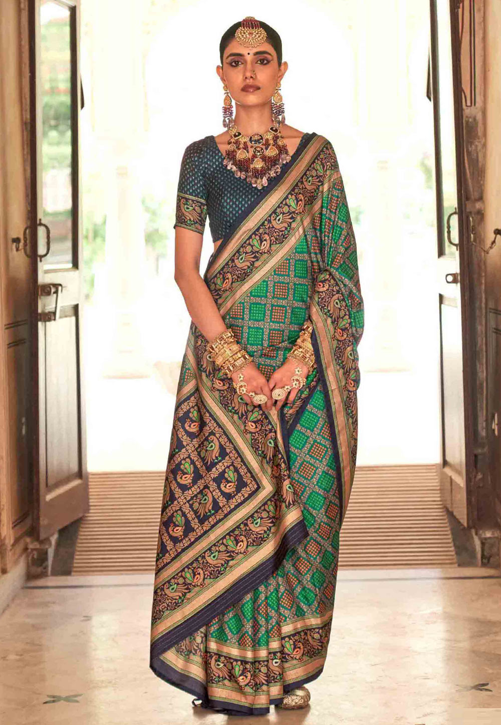 Sea Green Silk Saree With Blouse 271402