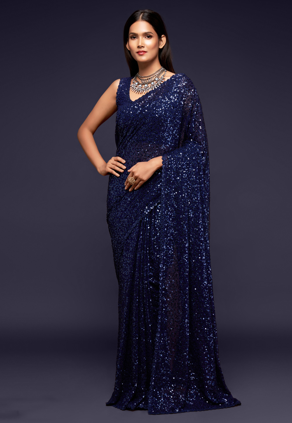 Blue Georgette Festival Wear Saree 234306