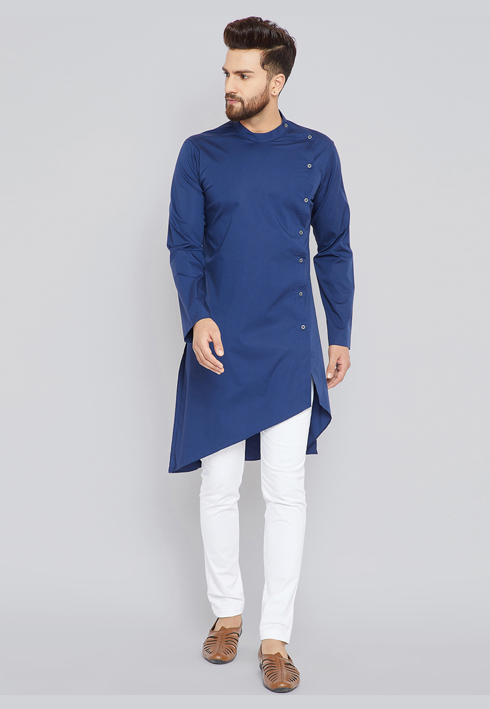 Blue Rayon Readymade Kurta Pajama 213628