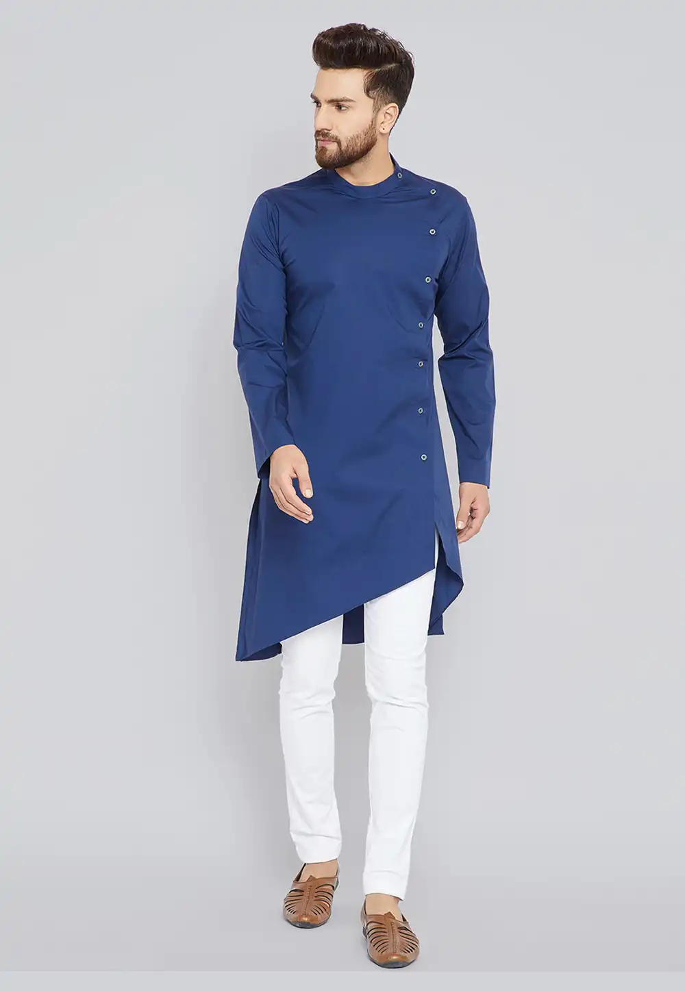 Blue Rayon Readymade Kurta Pajama 213628