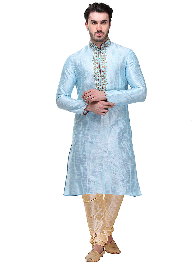 Sky Blue Dupion Readymade Kurta Pajama 99190