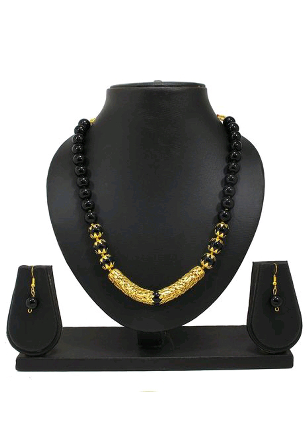 Black Alloy Austrian Diamond Necklace Set Earrings 191574