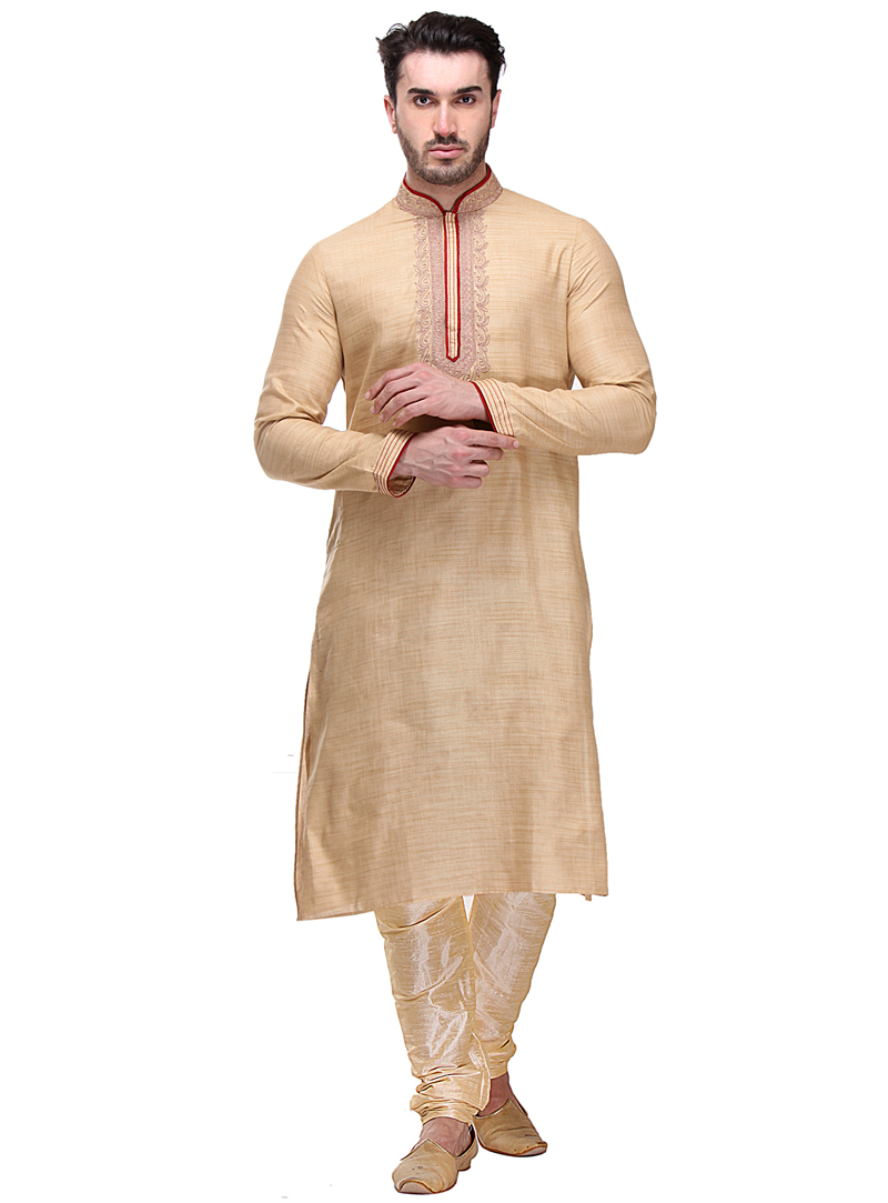 Beige Dupion Readymade Kurta Pajama 99191