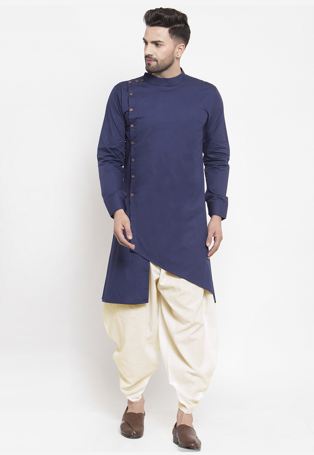 Navy Blue Rayon Readymade Dhoti Kurta 213631