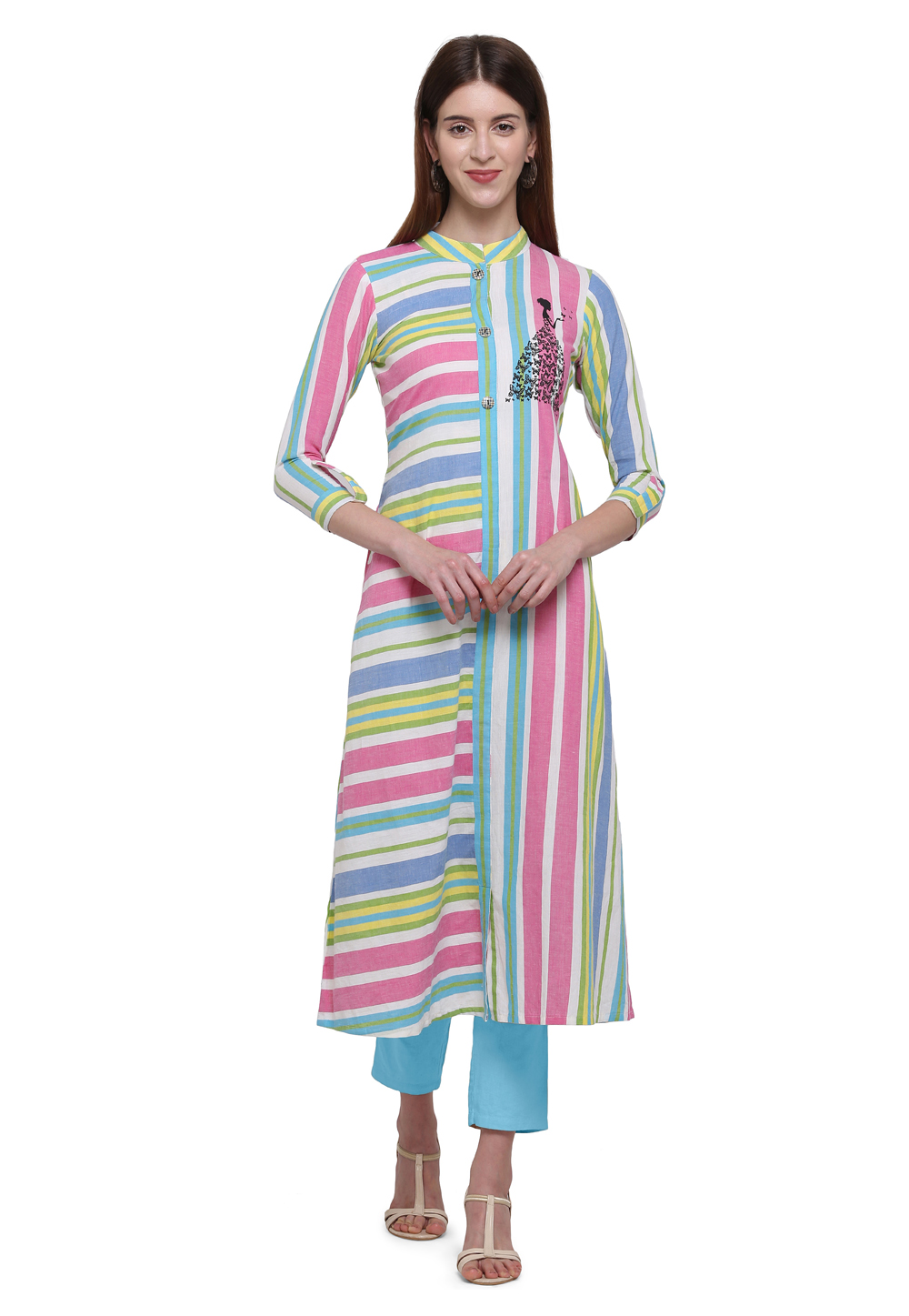 Pink Cotton Readymade Kurti 207721