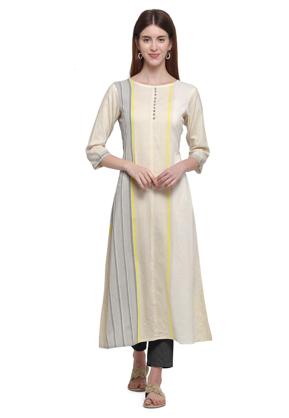 Beige Cotton Readymade Kurti 207725