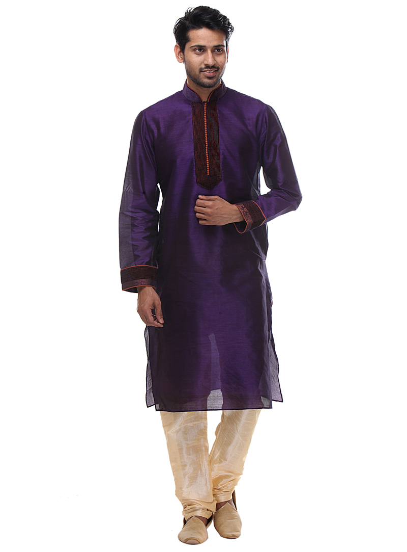 Purple Dupion Readymade Kurta Pajama 99194