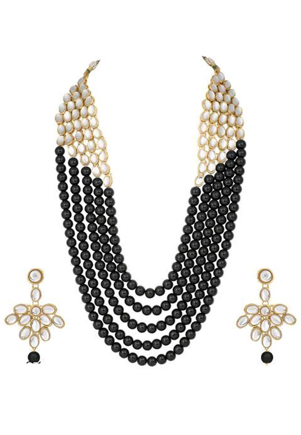 Black Alloy Austrian Diamond Necklace Set Earrings 191616