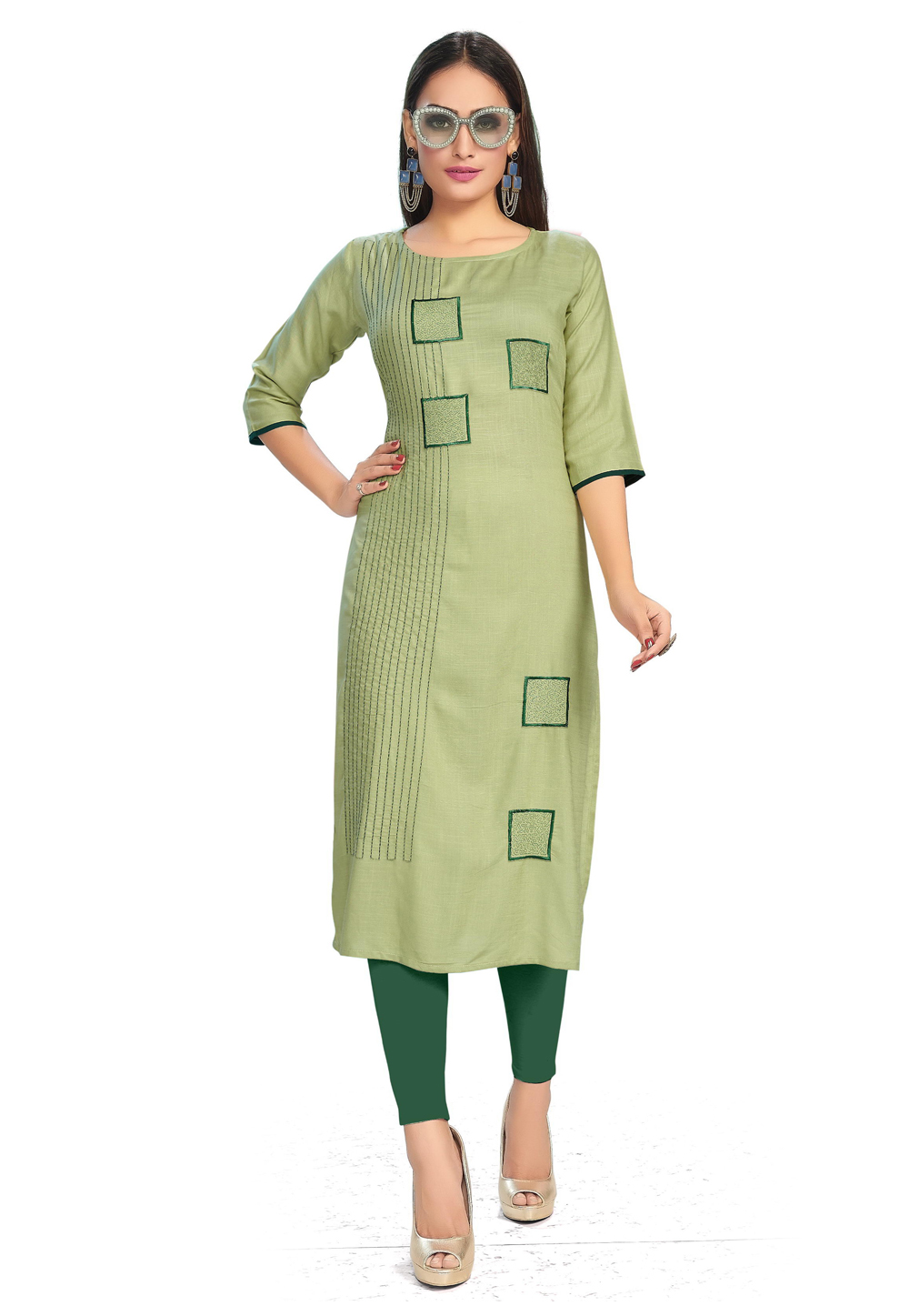 Light Green Rayon Readymade Tunic 204857