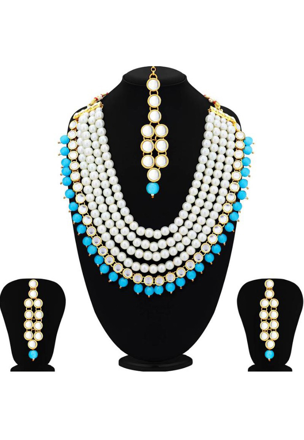 Aqua Alloy Austrian Diamond Necklace Set Earrings 191650