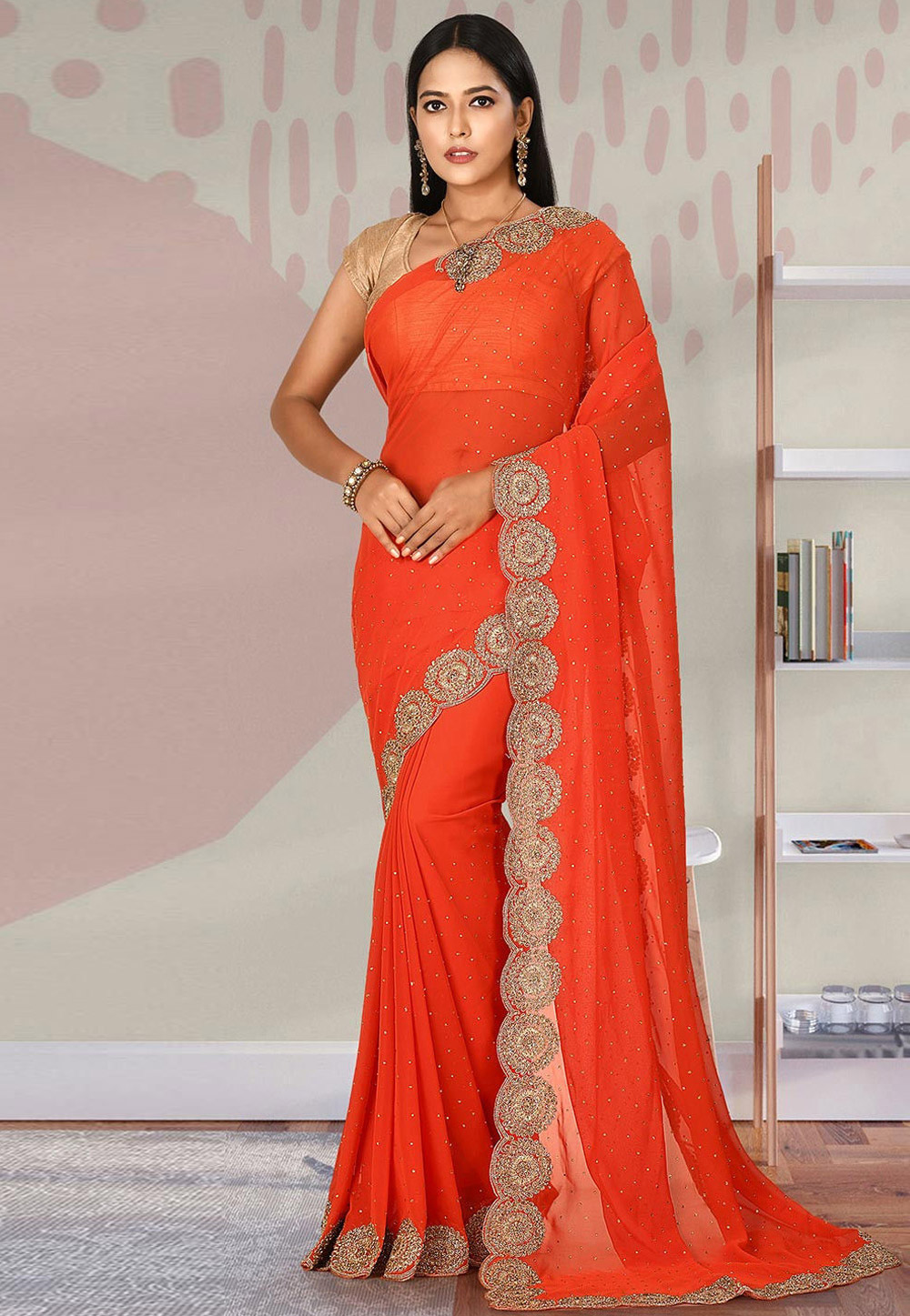 Orange Georgette Festival Wear Saree 242922