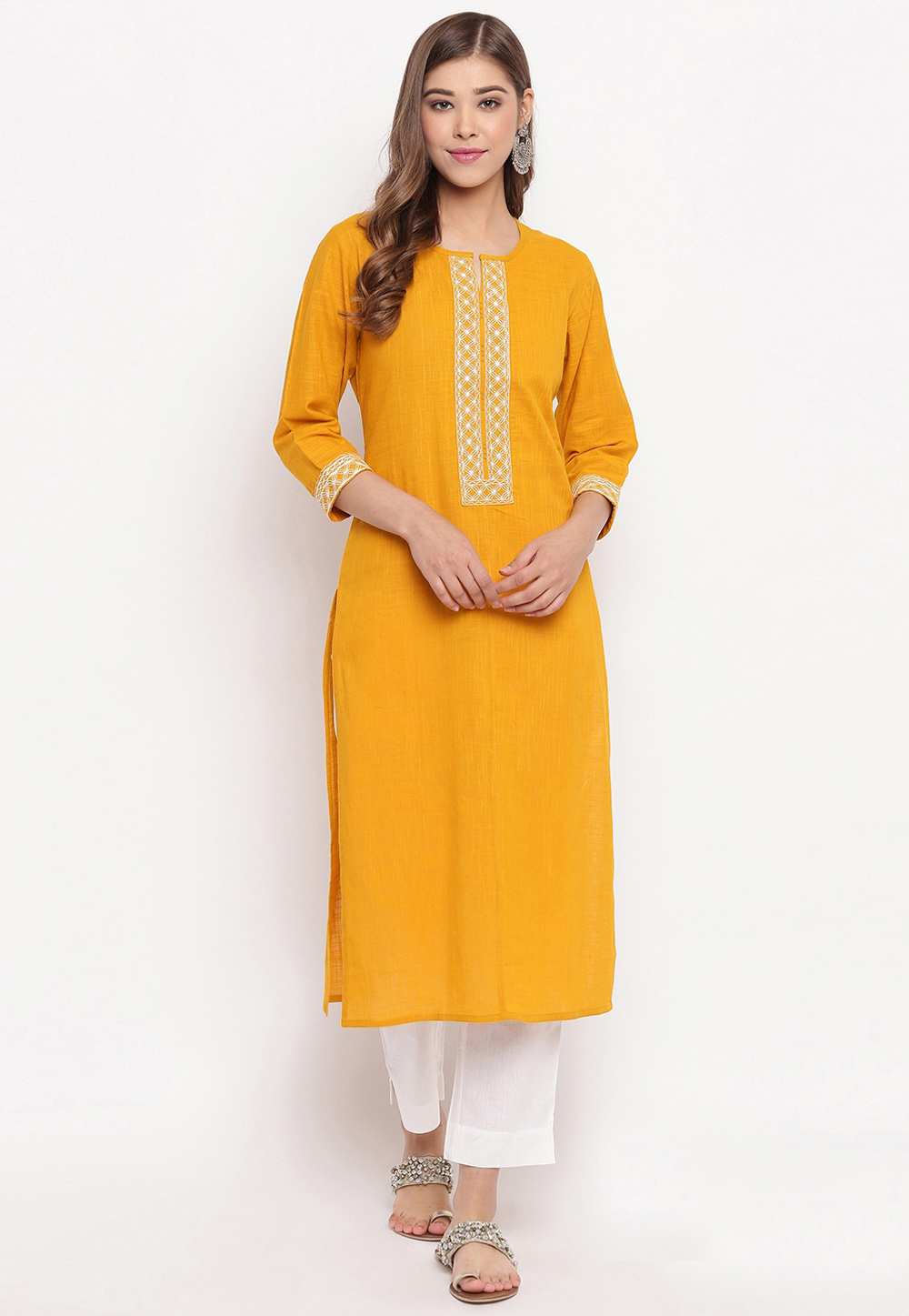 Yellow Cotton Readymade Tunic 208401
