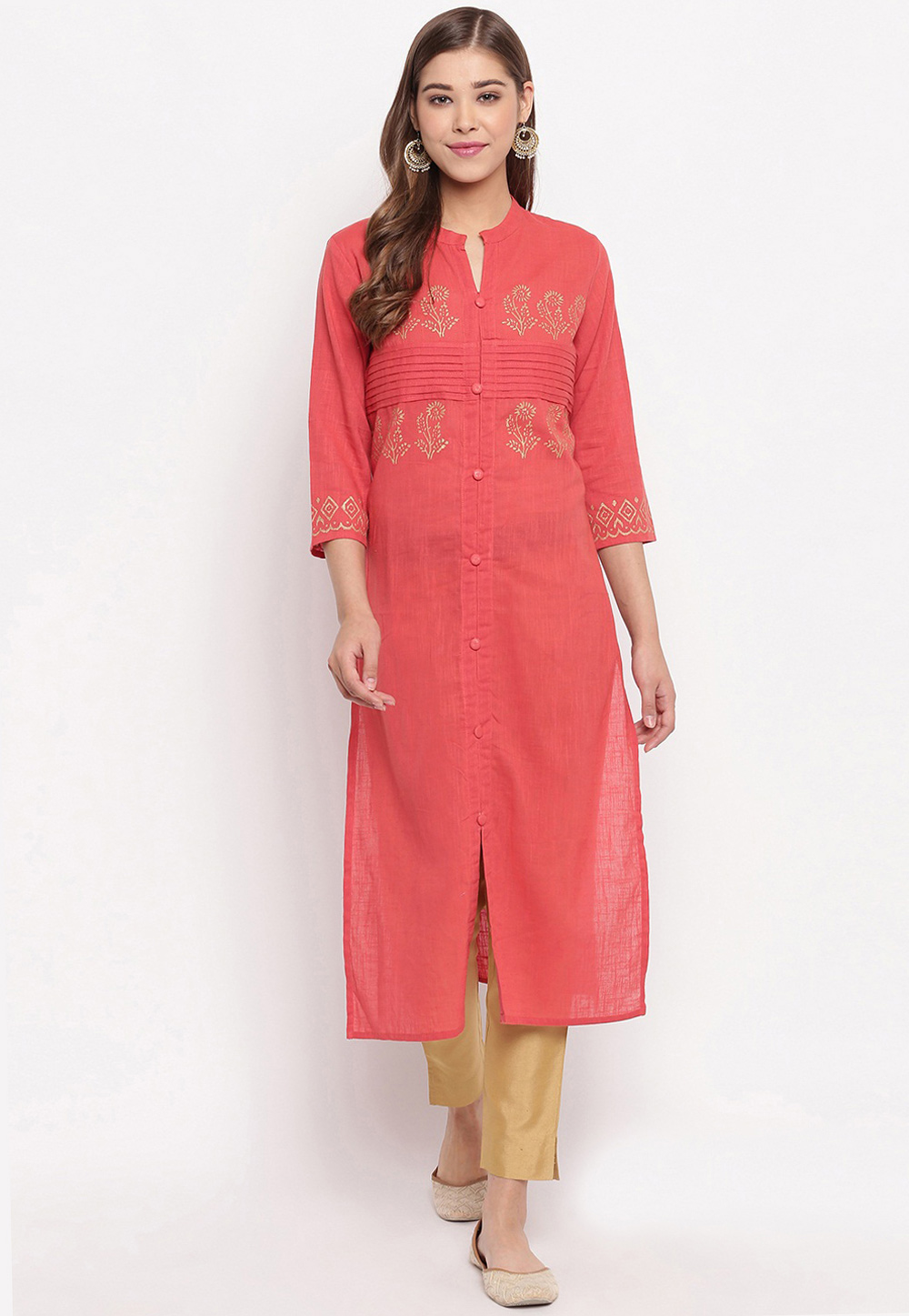 Pink Cotton Readymade Tunic 208403