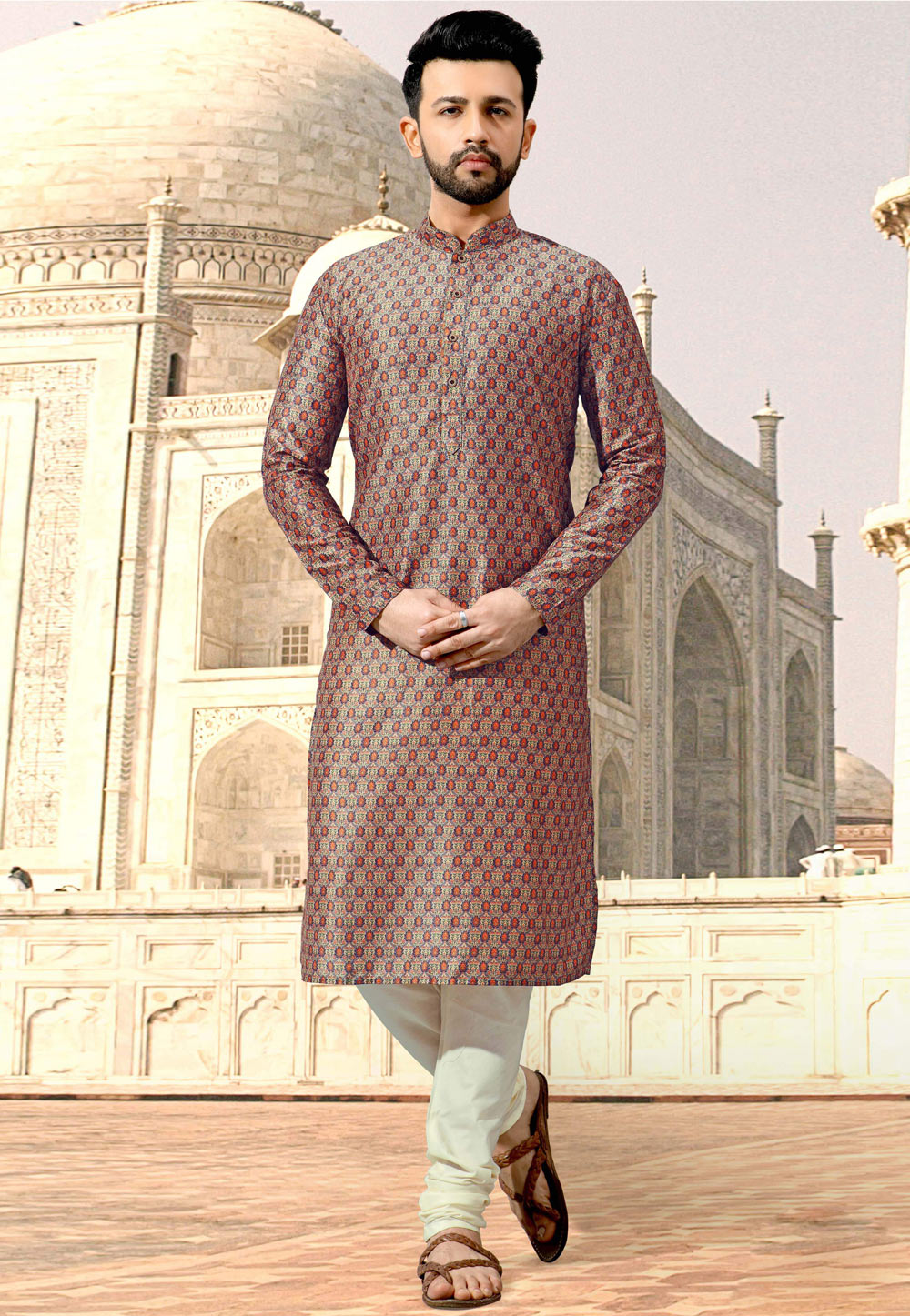 Blue Polyester Readymade Kurta Pajama 172386