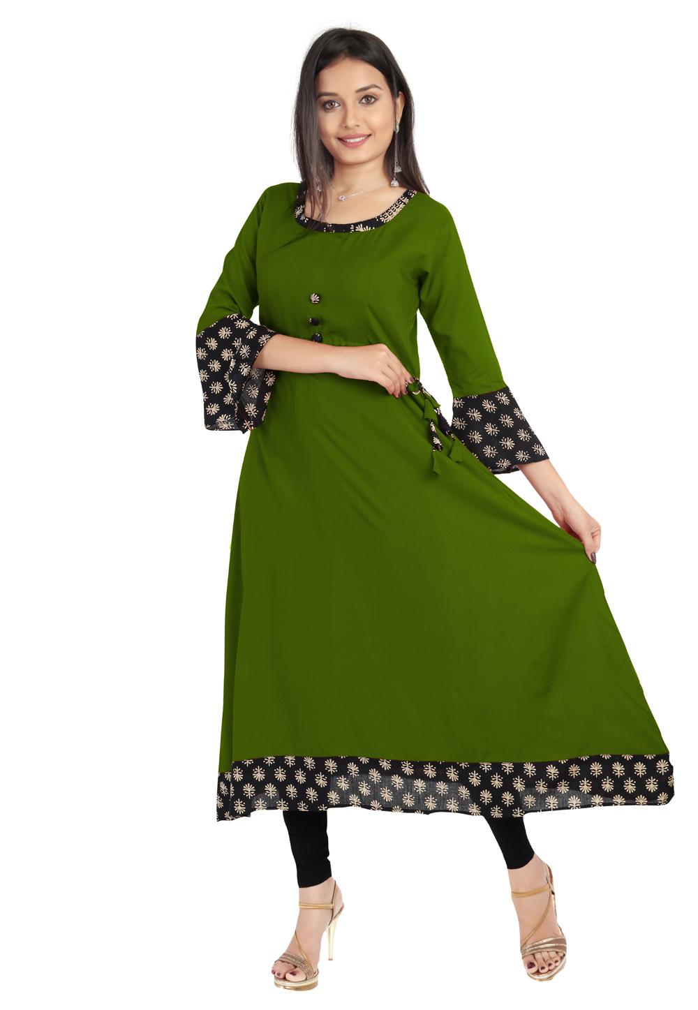 Green Rayon Kurti 218285