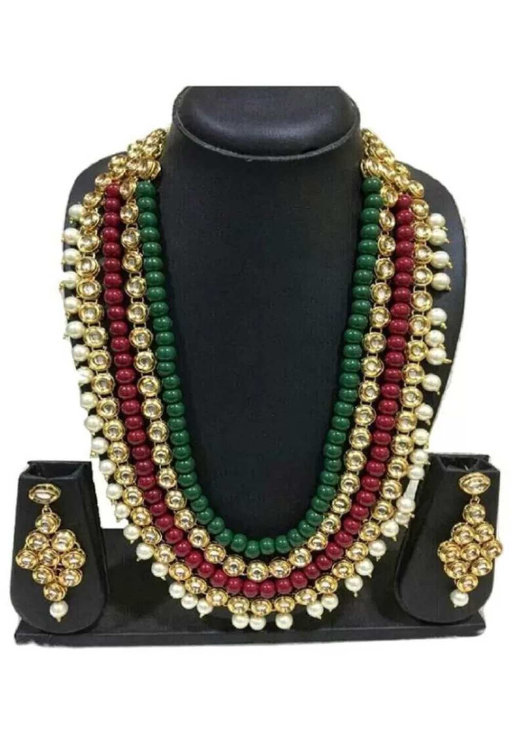 Green Alloy Austrian Diamond Necklace Set Earrings 198931