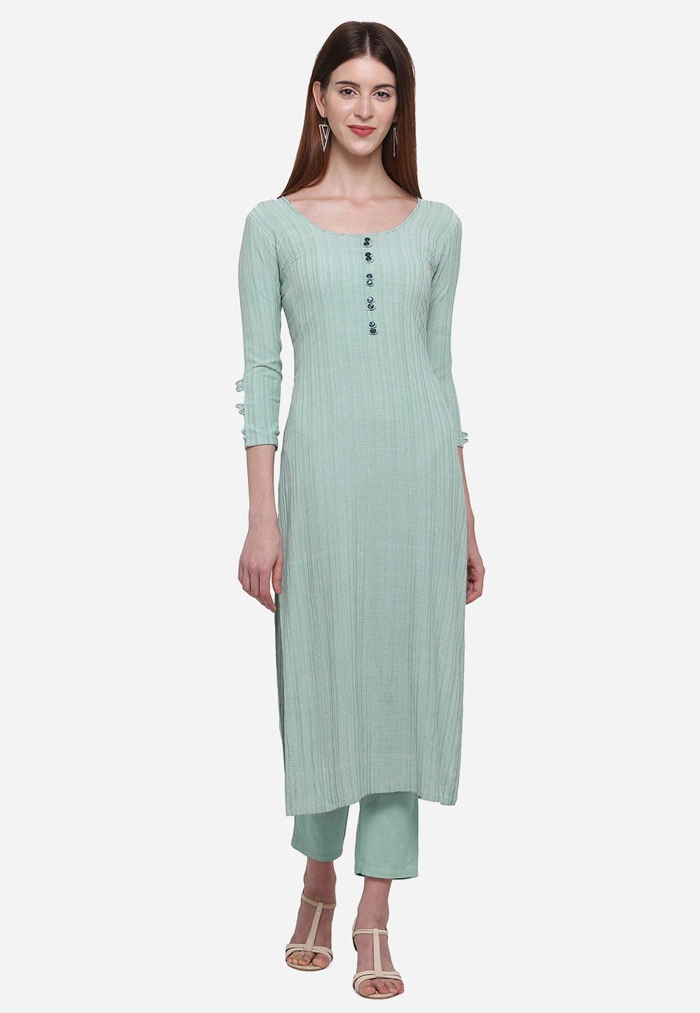 Light Green Viscose Readymade Kurti 208969