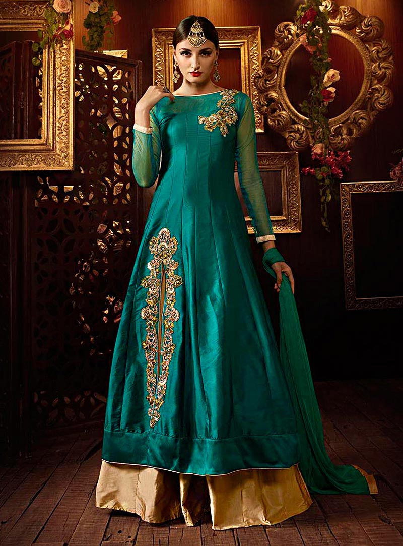 Beige Silk Indo Western Lehenga Choli 71230