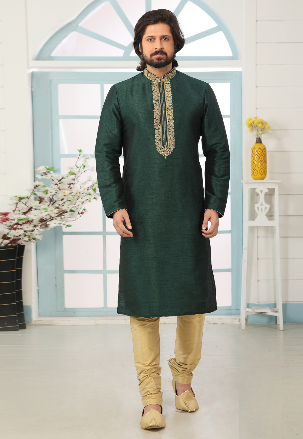 Green Art Silk Kurta Pajama 222413