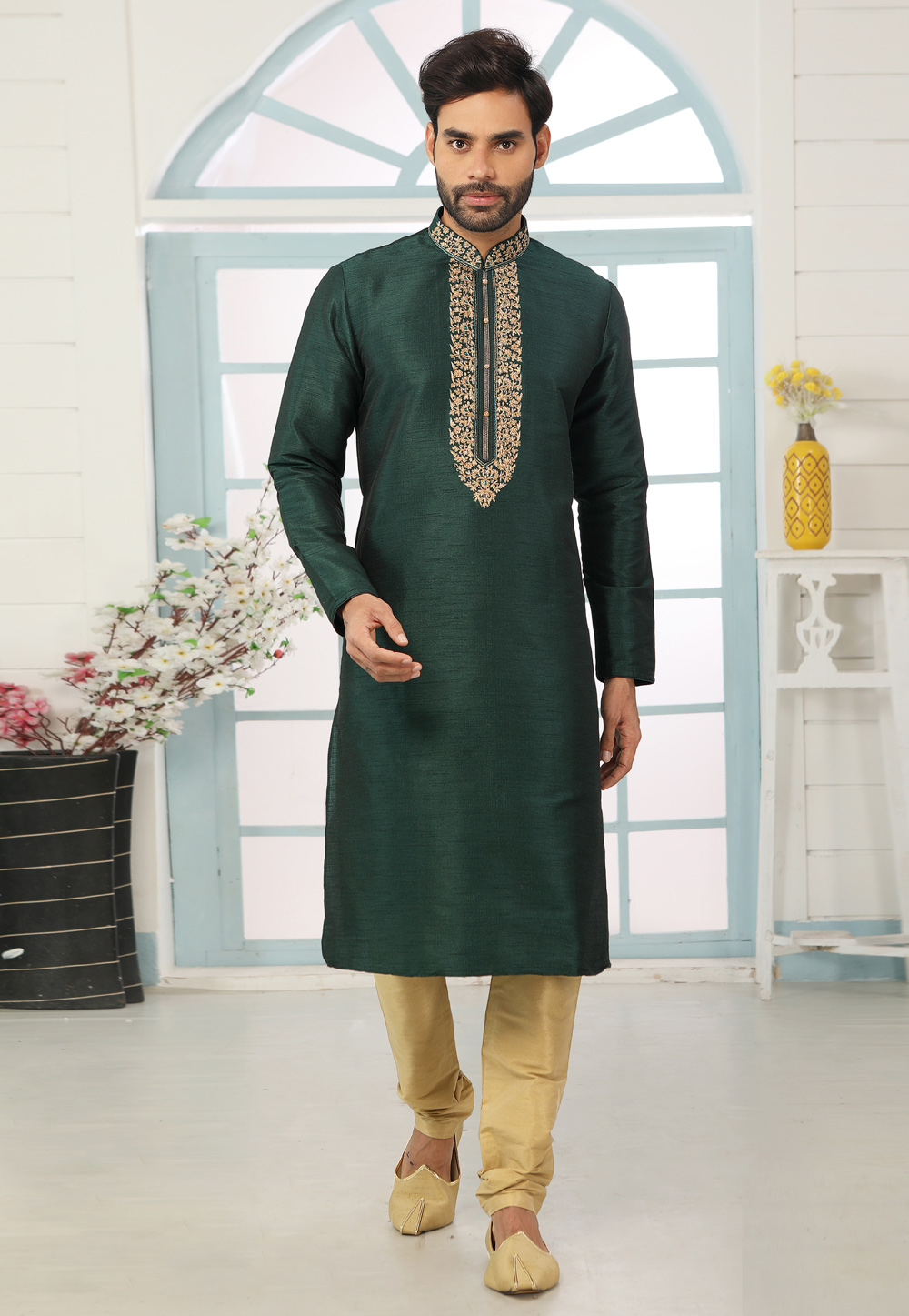 Green Art Silk Kurta Pajama 222430