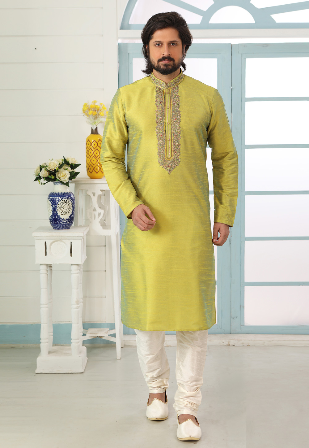 Green Art Silk Kurta Pajama 222434
