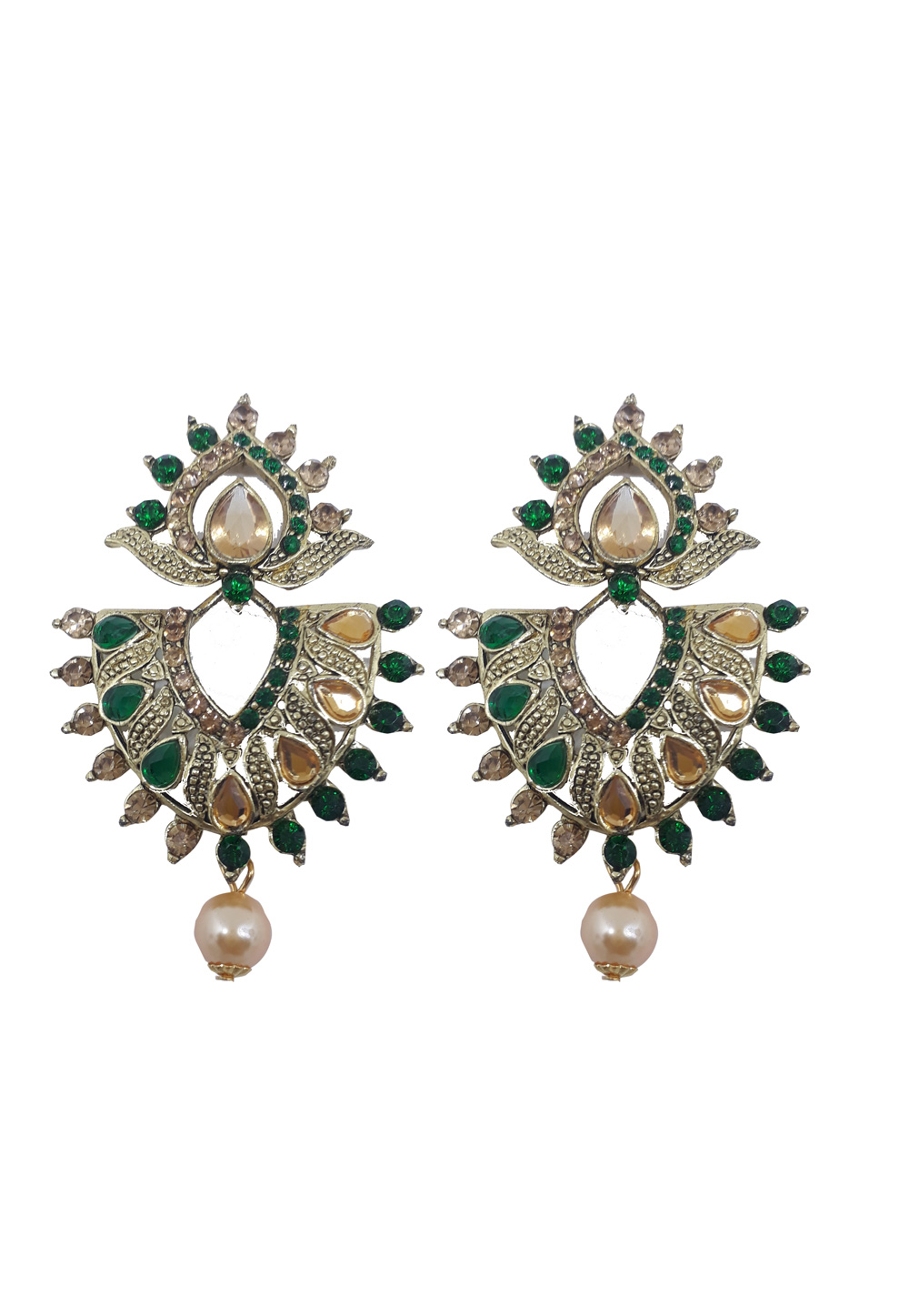Green Brass Earrings 201075