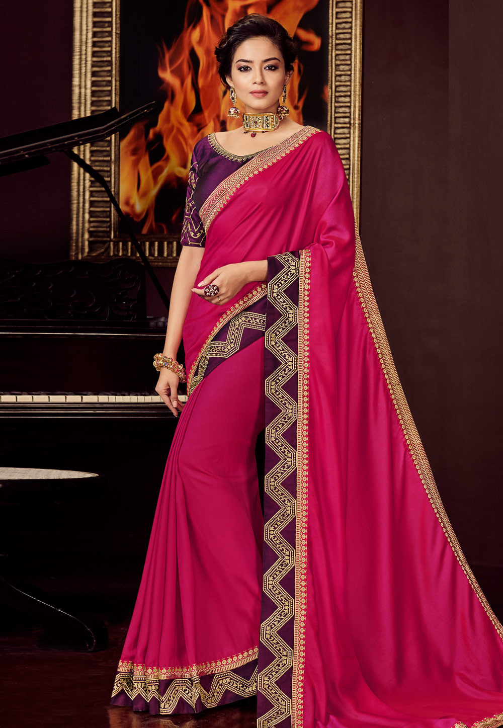 Magenta Silk Festival Wear Saree 161720