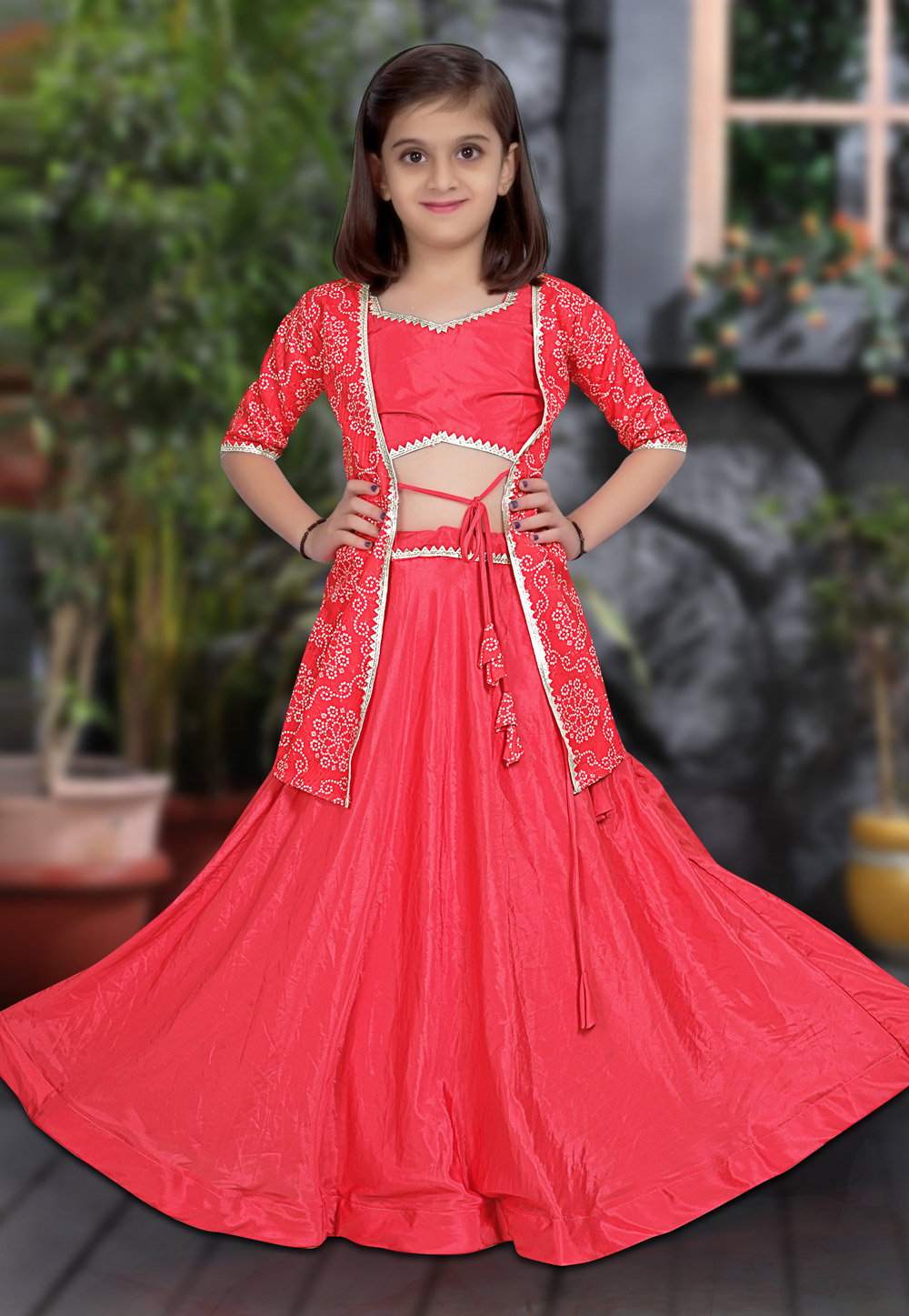 Pink Silk Kids Lehenga Choli 263901