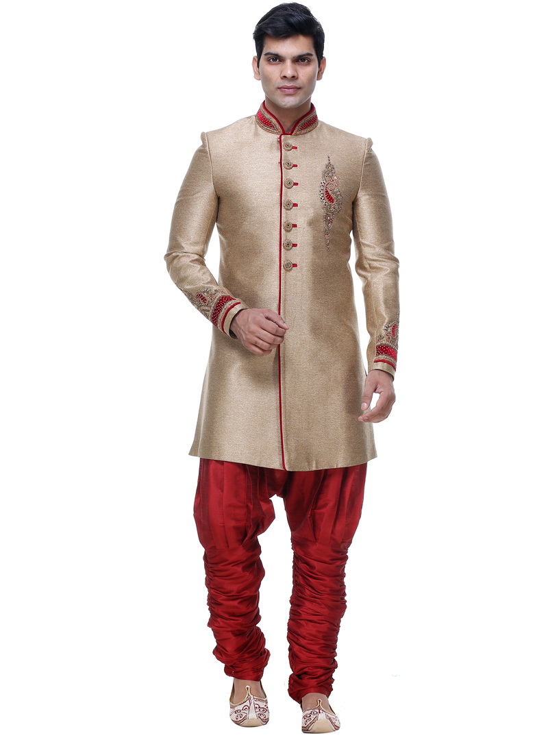 Golden Brocade Indo Western Sherwani 92860
