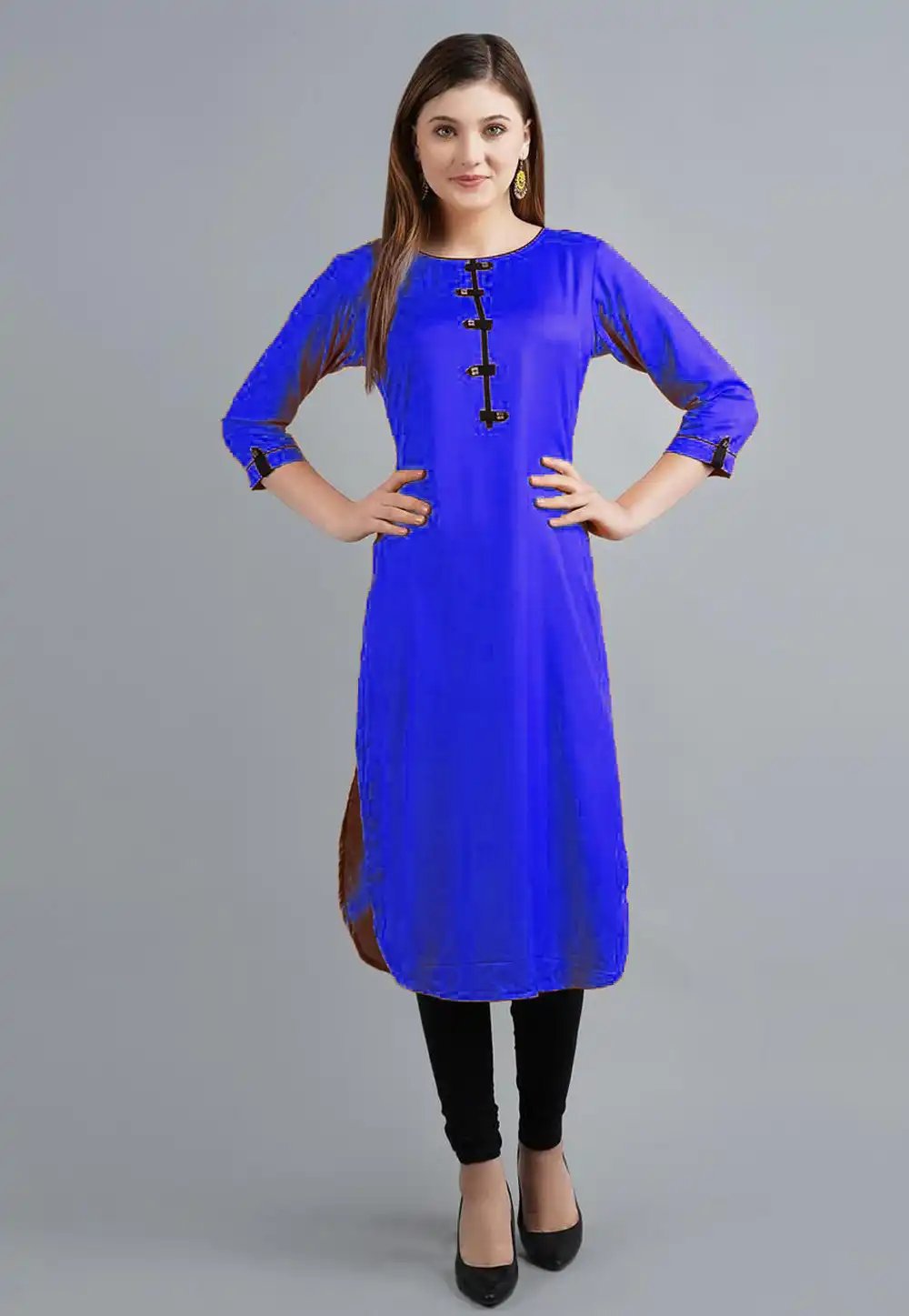 Blue Rayon Kurta Set With Legging 219418