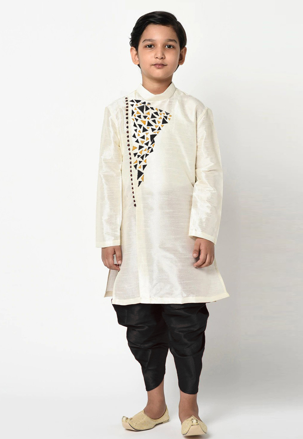 Off White Dupion Silk Kids Dhoti Kurta 235402
