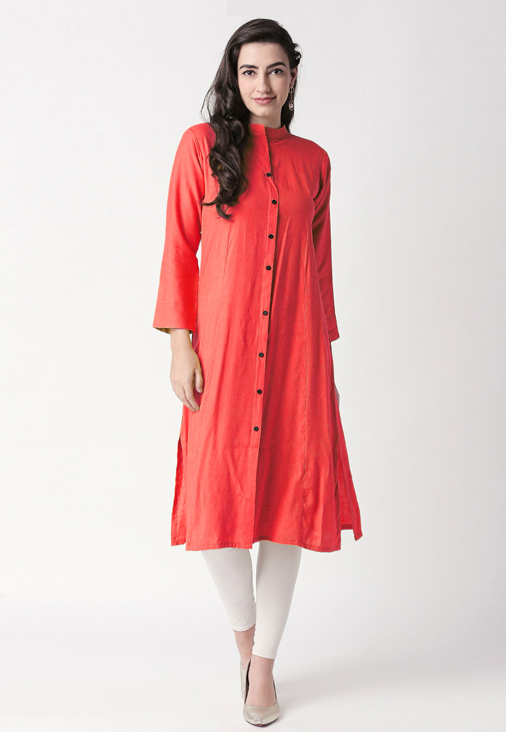Red Rayon Kurta Set With Legging 219421