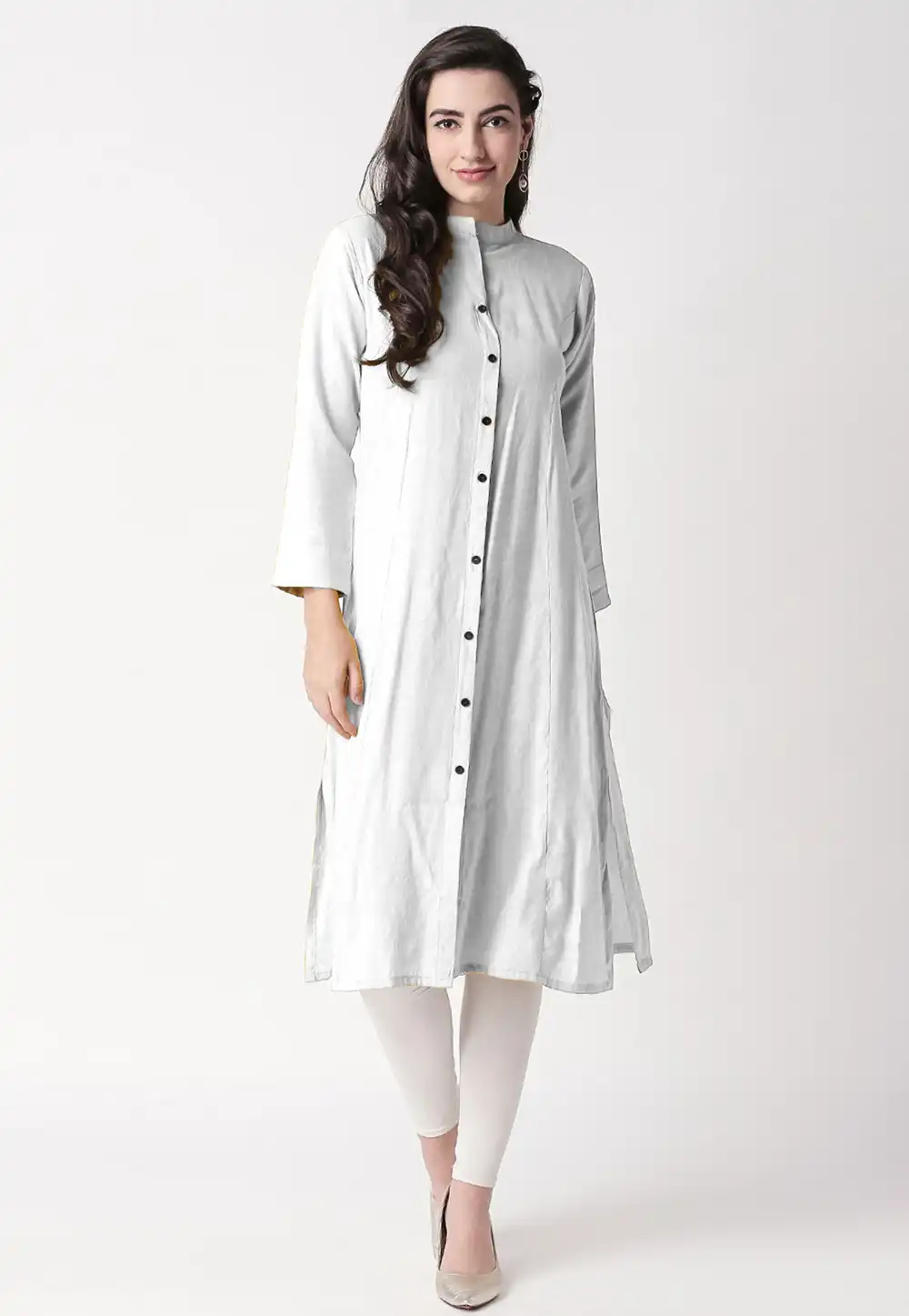 Off White Rayon Kurta Set With Legging 219422