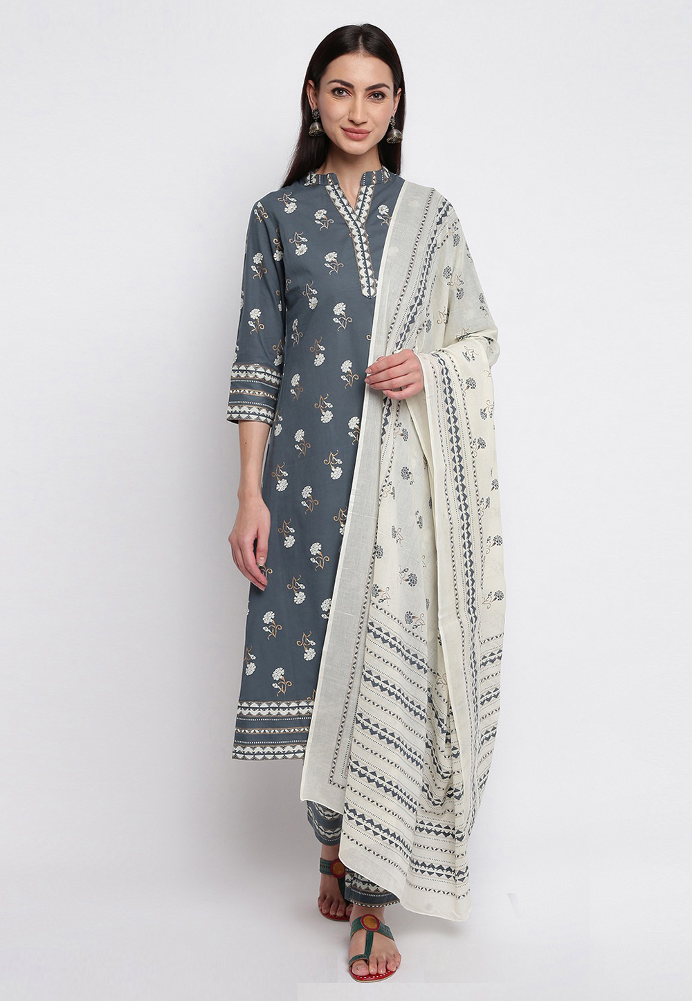 Grey Cotton Readymade Kurti 211616