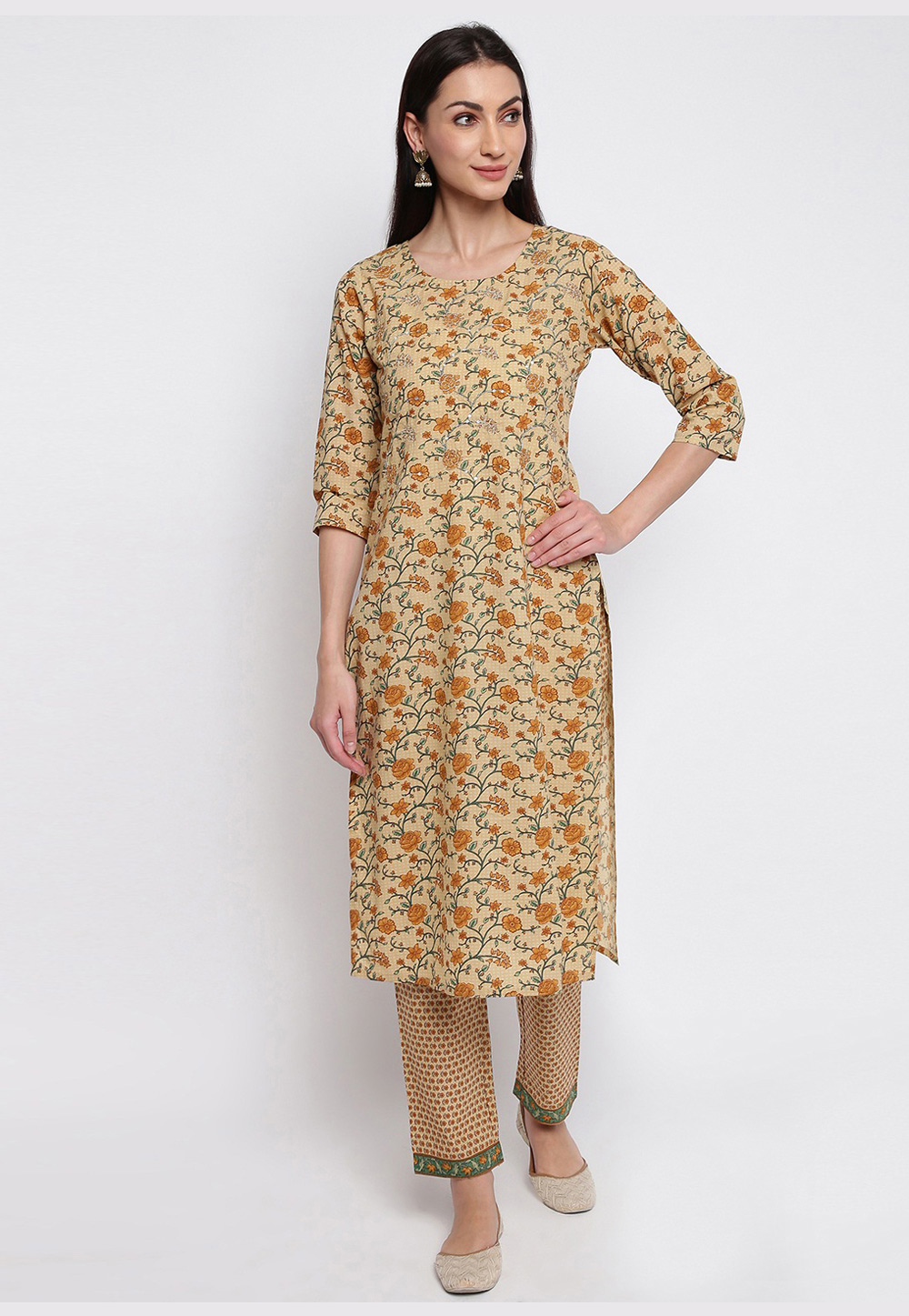 Beige Cotton Readymade Tunic 211645