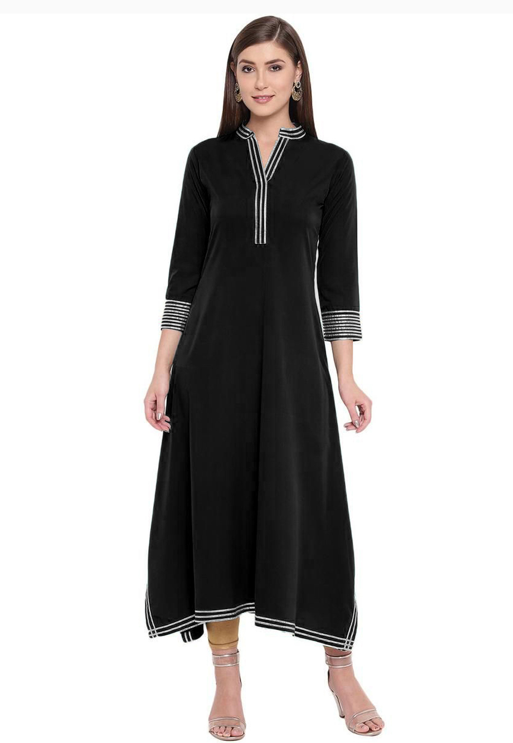 Black Rayon Kurta Set With Legging 219423