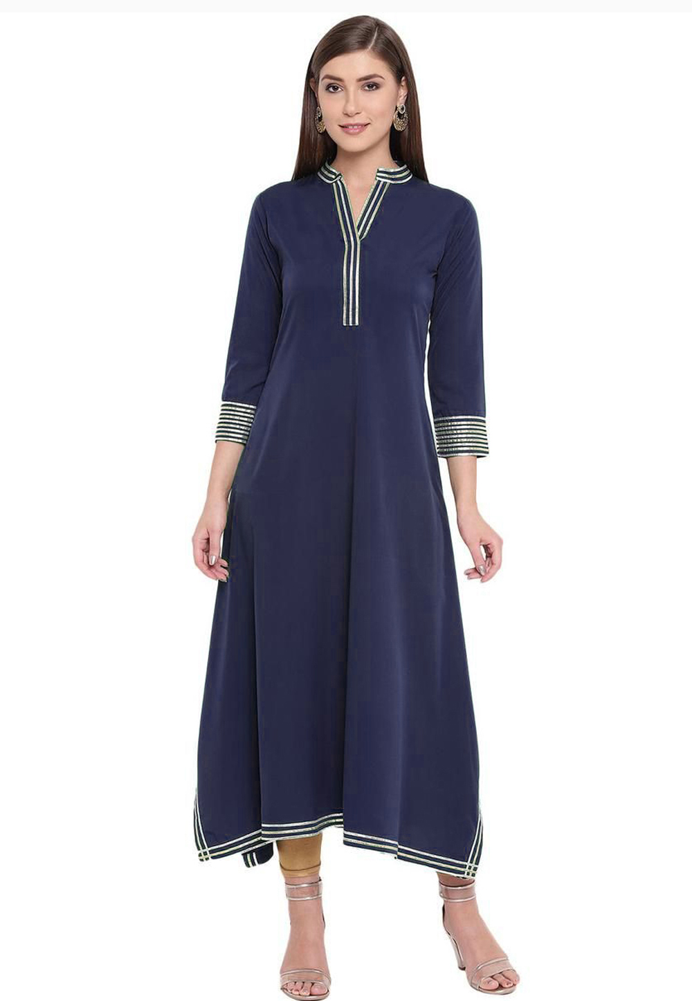 Navy Blue Rayon Kurta Set With Legging 219426