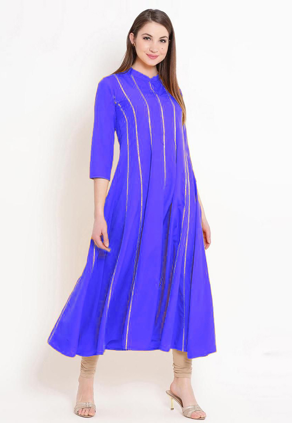 Blue Rayon Kurta Set With Legging 219430