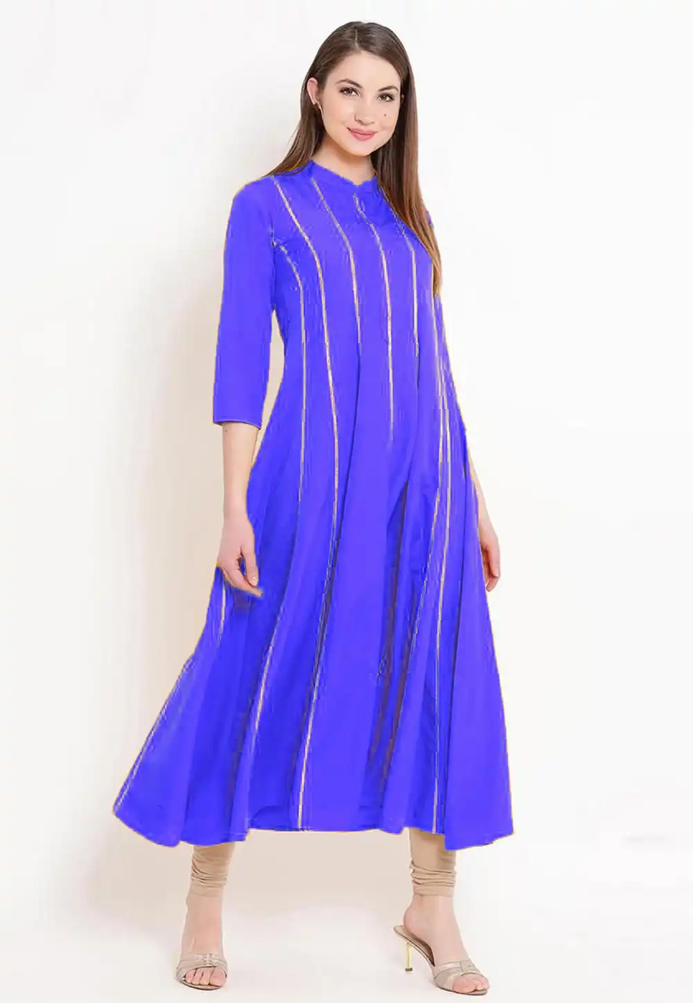 Blue Rayon Kurta Set With Legging 219430
