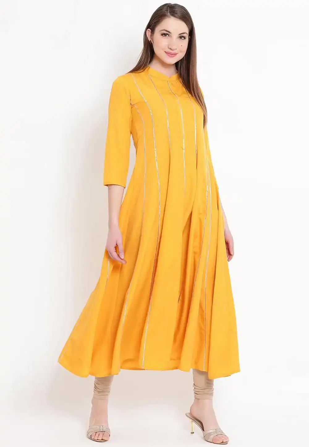 Yellow Rayon Readymade Kurta Set With Legging 214557