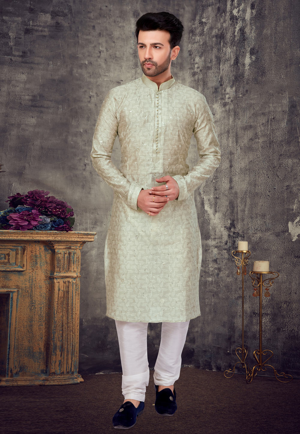 Pista Green Silk Kurta Pajama 257660