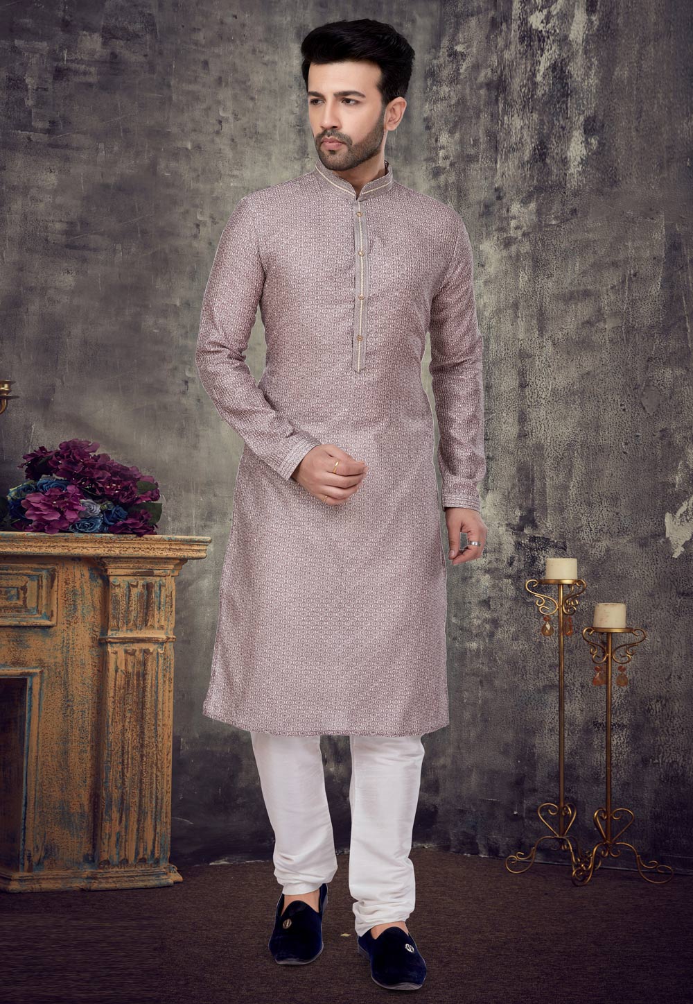 Pink Silk Kurta Pajama 257663