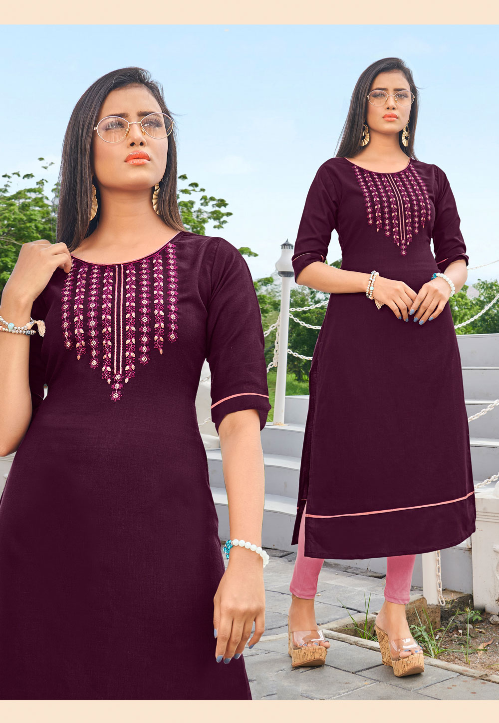 Purple Silk Readymade Kurti 211136