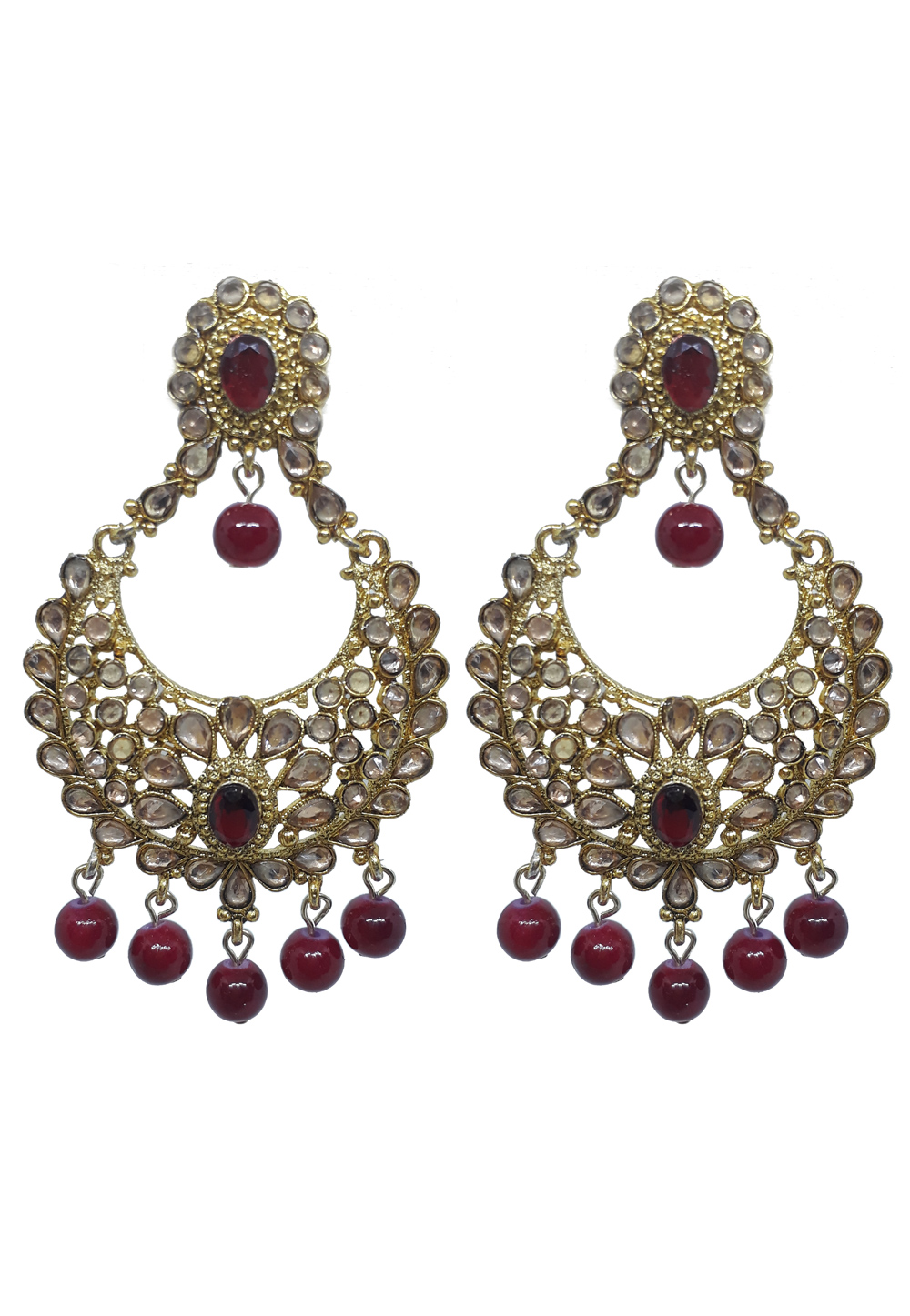 Maroon Brass Earrings 210037