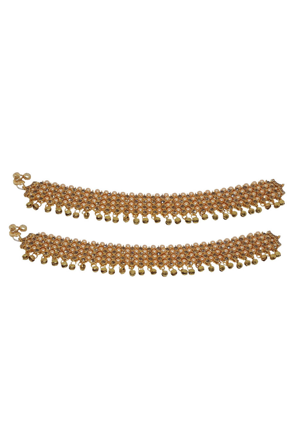 Golden Brass Kundan Anklets 210158