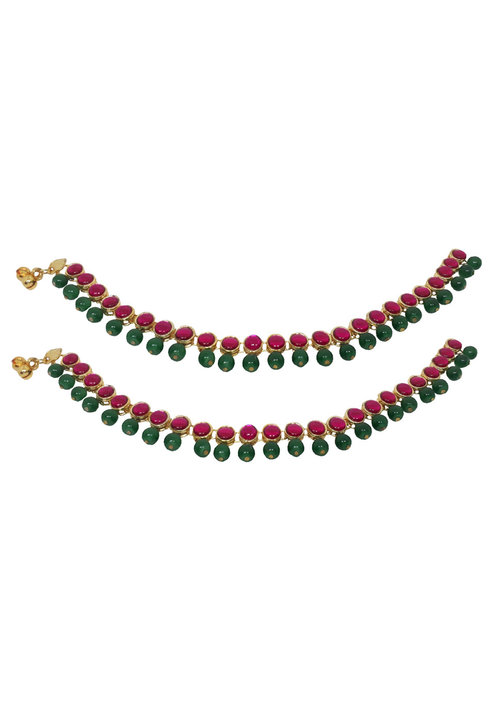 Green Brass Kundan Anklets 210159