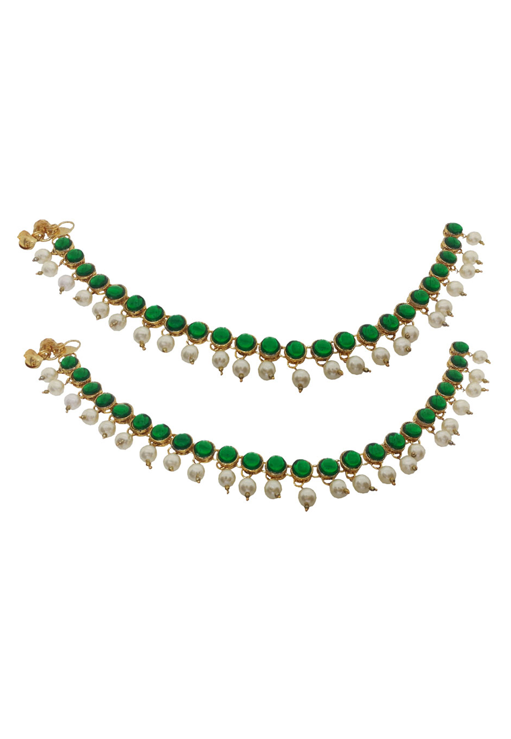 Green Brass Kundan Anklets 210160